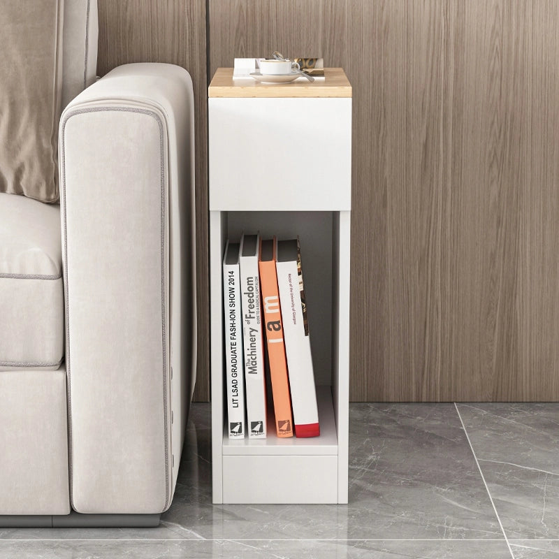 Comodino stretto con cassetto, tavolino con ripiano, moderno loft camera da letto 60 cm