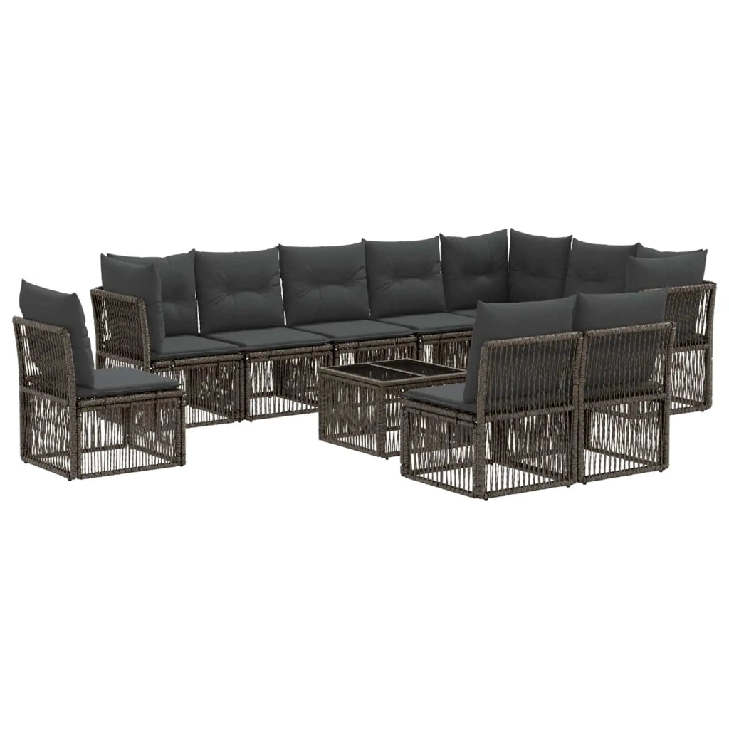 Set Divano da Giardino 11 pz Grigio polyrattan 3434255