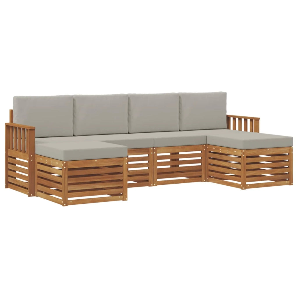 Set divani con cuscino 6 pcs Grigio Naturale e Chiaro 3375241