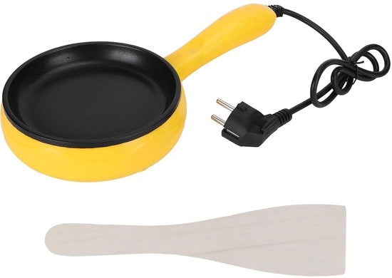 Elettrico Friggitore, 300W Mini Portatile Con Spatola in Legno, Multifunzione Elettrico, Ideale per Studenti e Casa, per Frittate, Pancake e Steak.