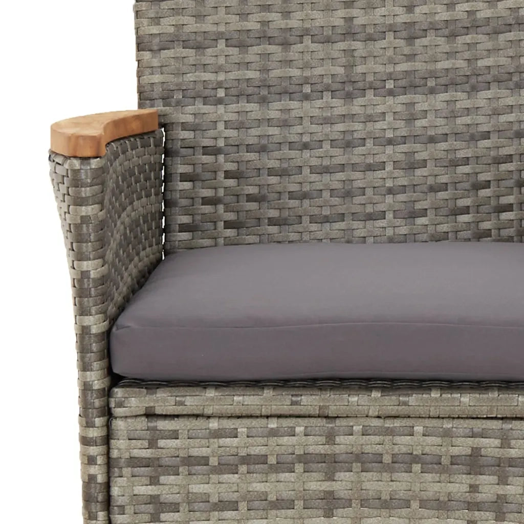 Set Bistrò da Giardino 3 pz con Cuscini in Polyrattan Grigio 3187424