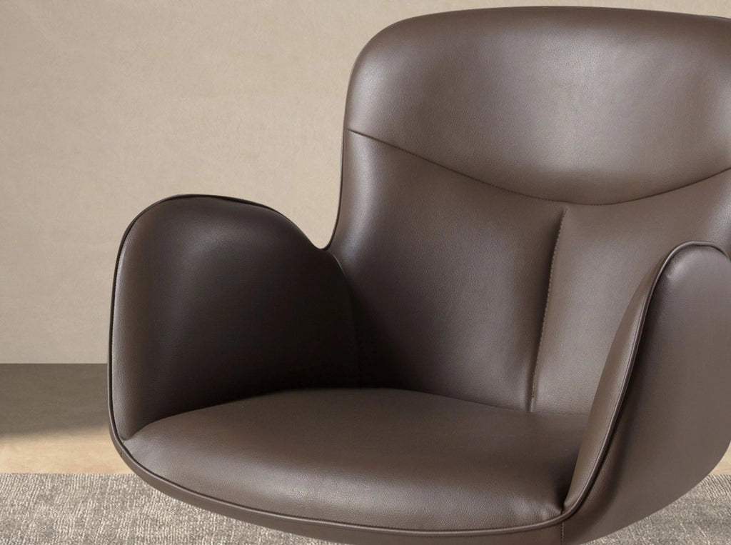 Sedia girevole in similpelle color marrone cioccolato