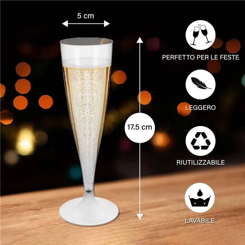 FLUTE SET 48 PZ IN PLASTICA TRASPARENTE IN CONFEZIONE DA 6 PEZZI L'UNA