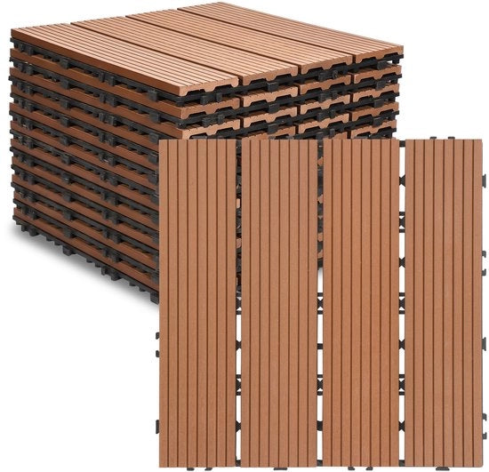 Pavimentazione in WPC 30x30 cm, facile da mantenere, per balcone e terrazza marrone