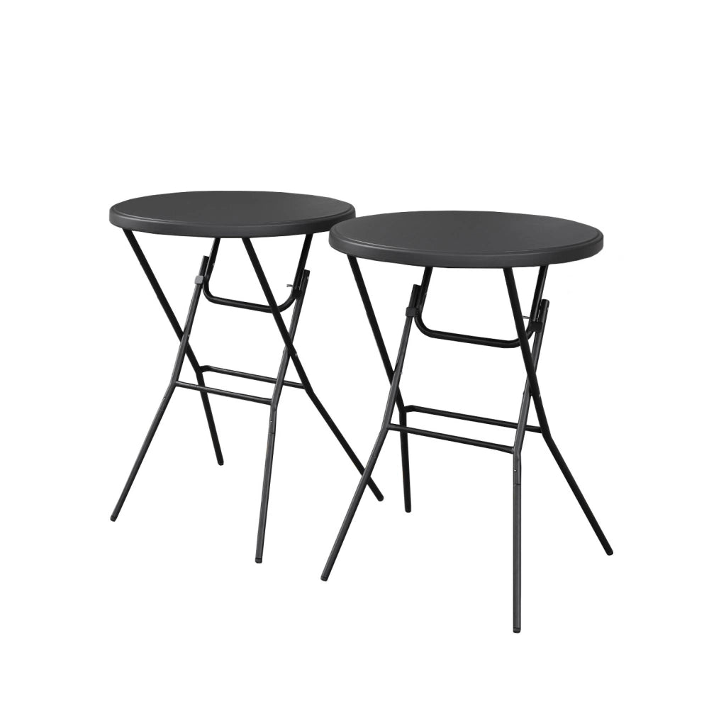 Set di 2 tavoli pieghevoli alti, grigio scuro