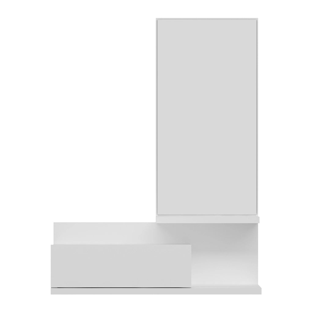 Mensola da Parete 'Gundsø' con Cassetto e Specchio - Mobile da Ingresso - Bianco [en.casa]