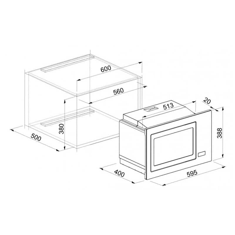 Forno Microonde da incasso elleci Plano MW Keratek Plus 93 Grigio Dove Grey FKSP28193WS
