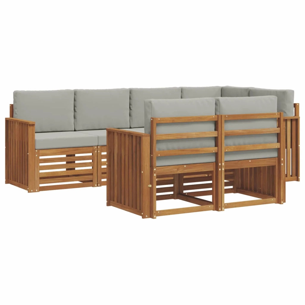 Set divano sezionale con cuscino 7 pcs Grigio Naturale e Chiaro 3374966