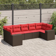 Set Divani da Giardino 7 pz con Cuscini Marrone in Polyrattan 3222993