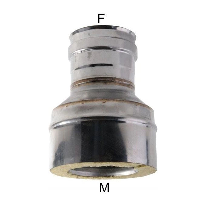 MARAL M98797 Adattatore Inox MP10F-DP10-15 DP Parete Interna AISI 316L-V2 Parete Esterna AISI 304 Finitura Lucida Isolante in Lana di Roccia 25 mm colore Acciaio