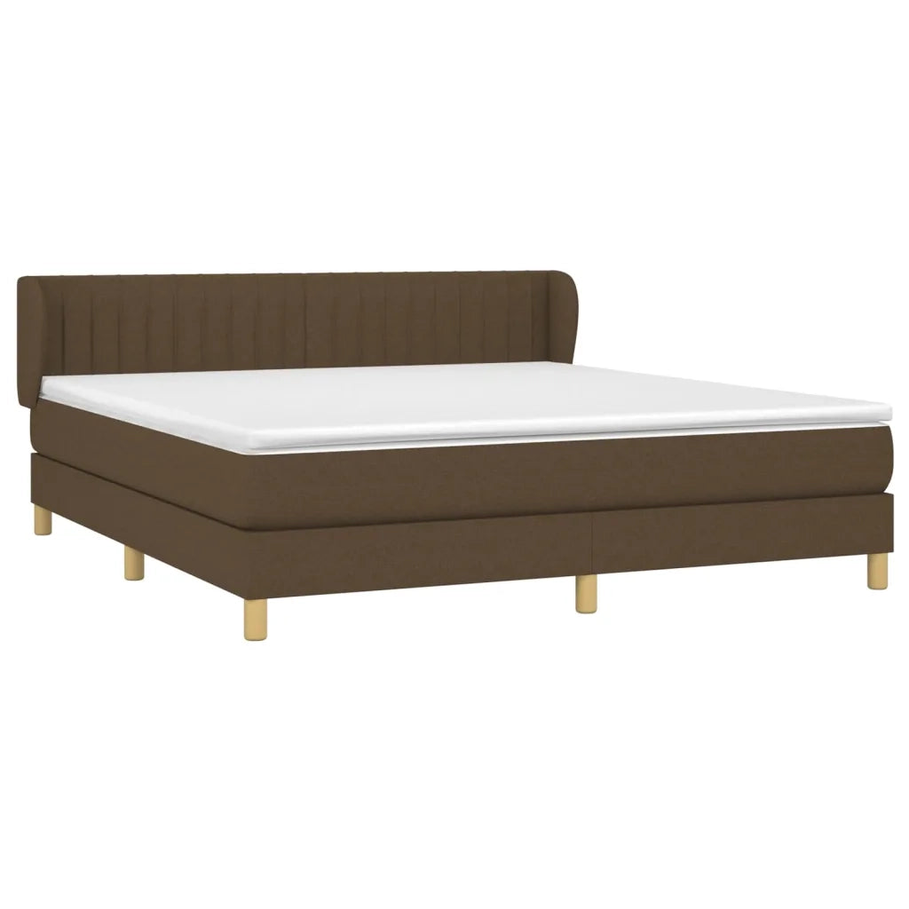 Giroletto a Molle con Materasso Marrone Scuro 180x200cm Tessuto