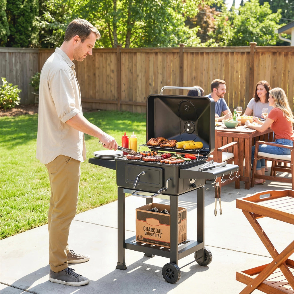 Barbecue a carbone con coperchio e termometro ¨C Minimal ¨C Grigio