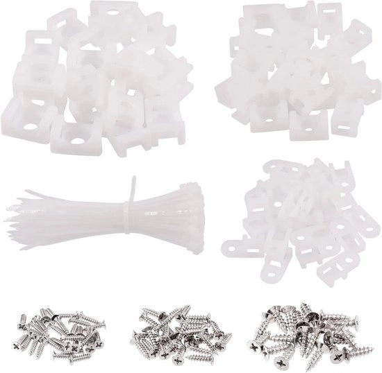 Set di Cinture per Cavi e Cinture per Cavi con Viti di Montaggio - 120 pezzi Cinture per Cavi tipo Zadel con misure 3MM, 4MM, 6MM e 120 pezzi Cinture per Cavi autochiudenti da 6 pollici con 120 pezzi Viti a testa piana