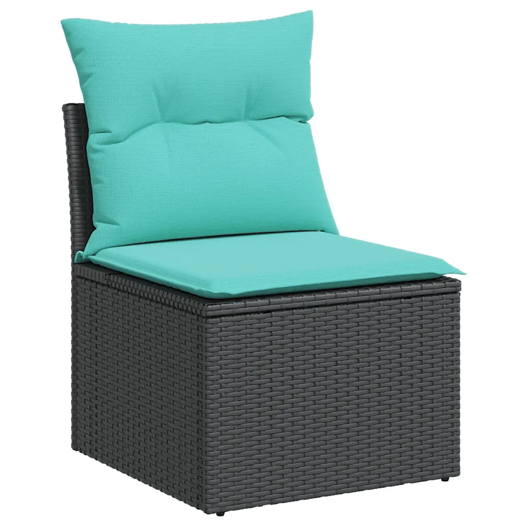 Set Divani da Giardino 5 pz con Cuscini Nero in Polyrattan 3222476