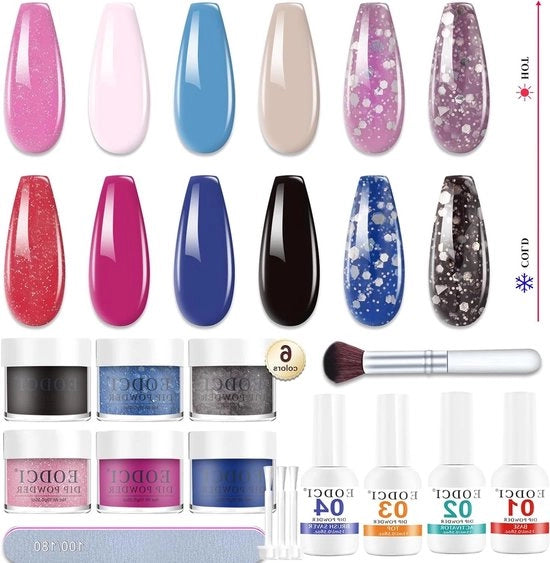 Kit di avvio per unghie con polvere Thermo Dip - 6 colori con accessori