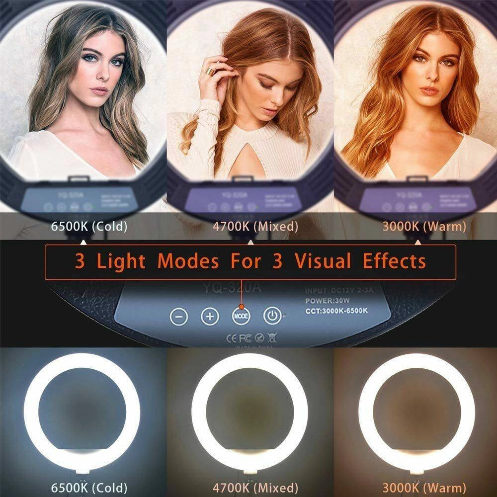 Trade Shop - Anello Luminoso Treppiedi Luce Selfie Tik Tok Led Lampada Ring Light Video 30cm -