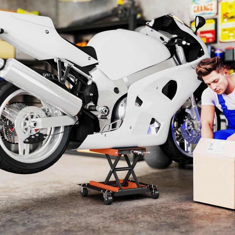 Sollevatore per moto, capacit¨¤ di carico 500 kg, piattaforma di sollevamento per moto, altezza regolabile da 135 a 390 mm, cavalletto di montaggio,