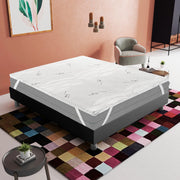 Topper Matrimoniale 160x200 in memory foam 5 cm con rivestimento Silver Fresh completamente sfoderabile