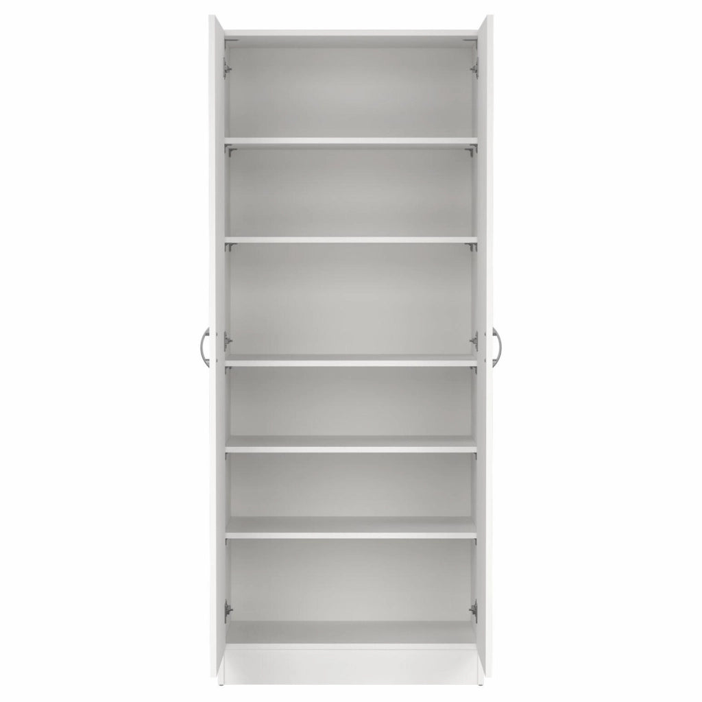 Armadio Multiuso Con 2 Ante E 5 Ripiani Regolabili Mobile Salvaspazio Design Moderno Minimal Per Camera Ingresso Corridoio 69.2 X 34.6 X 170.4 Cm Bianco