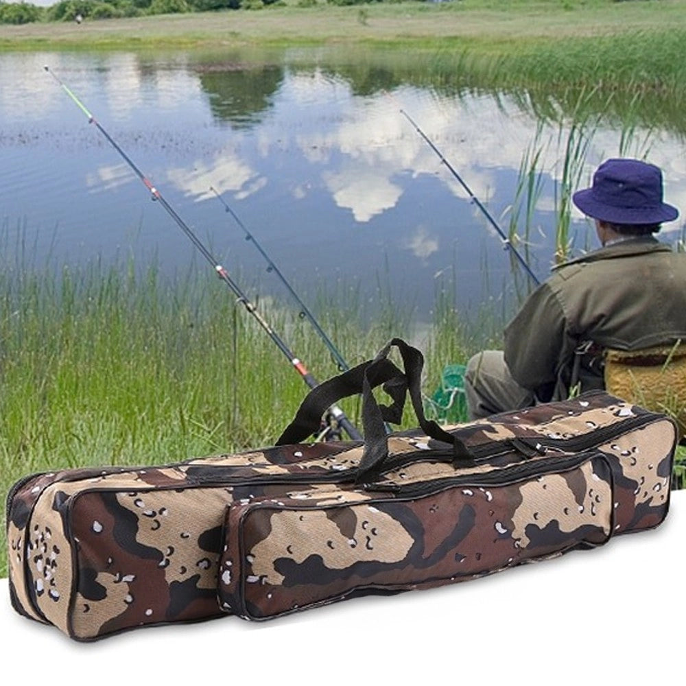 Trade Shop - Borsa Fodero Custodia Porta Canne Da Pesca 100cm Con 2 Scomparti Zip Pieghevole -