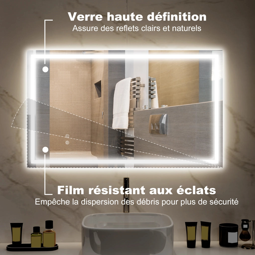Specchio da Bagno Illuminato LED ¨C Minimal ¨C Grigio 80x100cm
