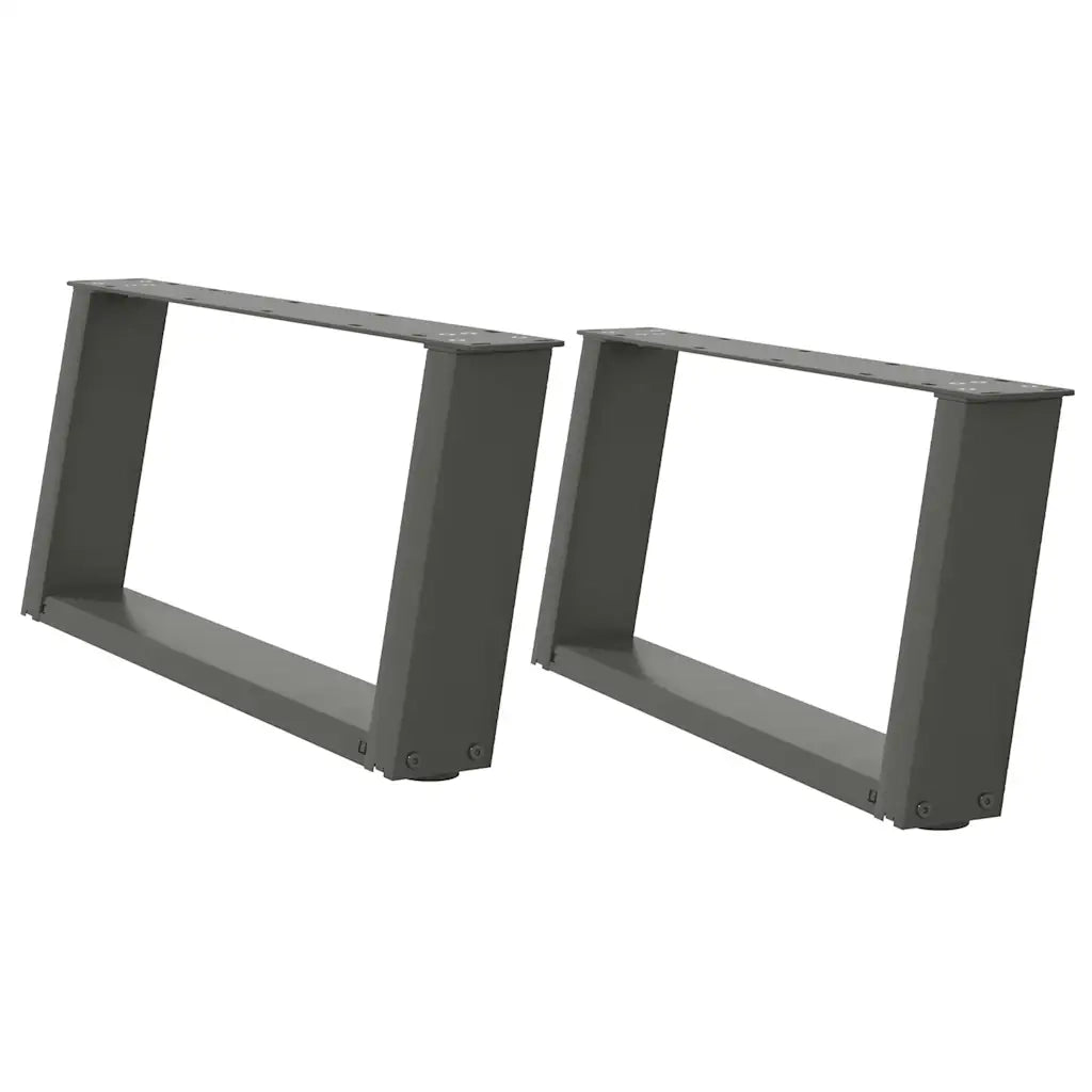 Gambe per Tavolino da Caff¨¨ a Forma di U 2 pz-Set di 2 Gamba per Tavolo Antracite 70x(30-31) cm Acciaio 775793