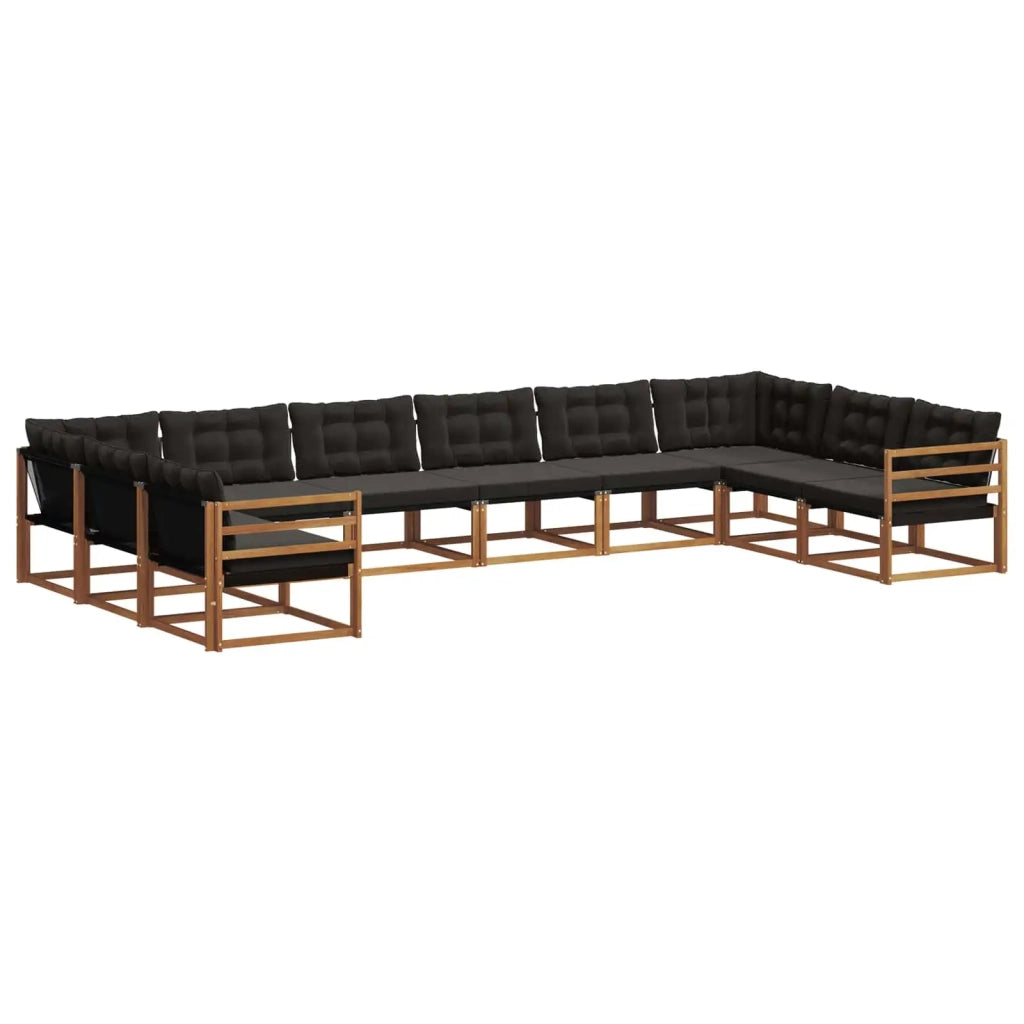 Set di divani da esterno con cuscino 10 pcs Naturale e Nero 3369879