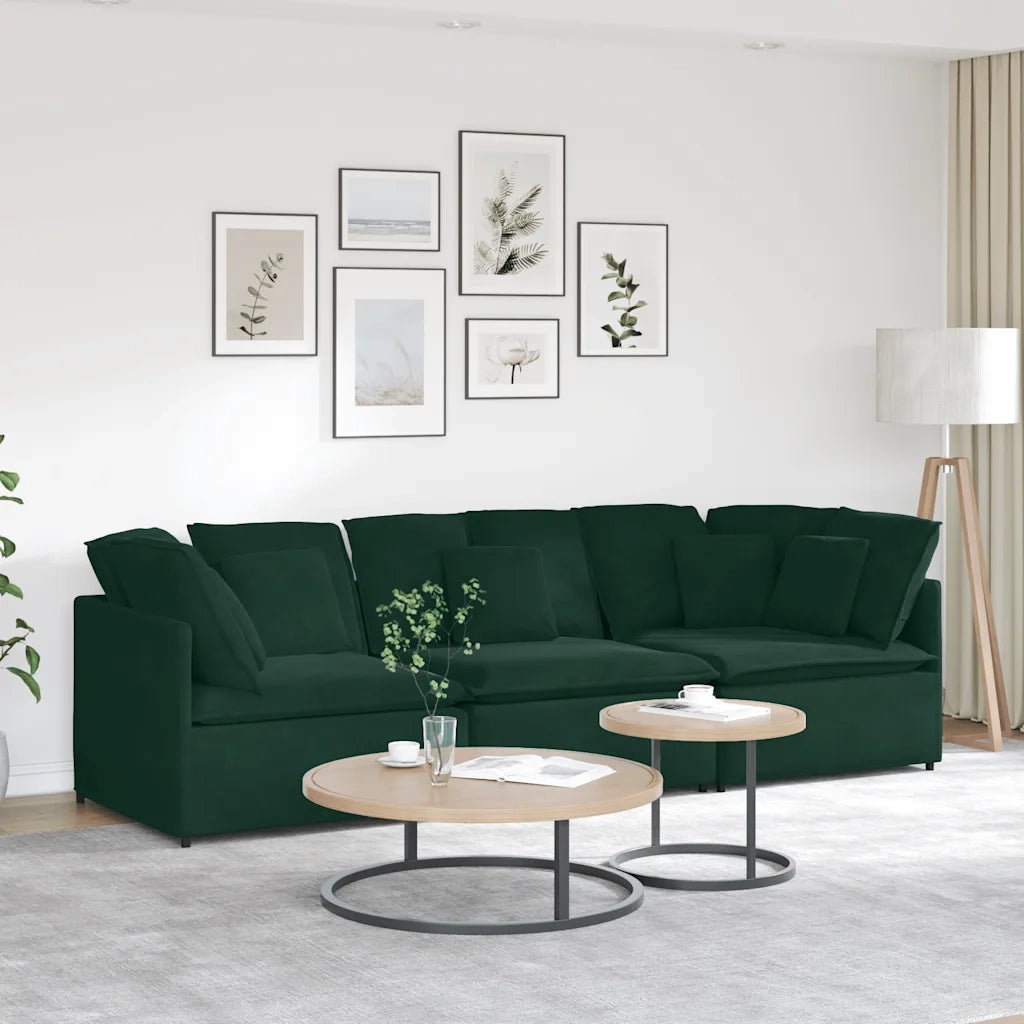 Divano Modulare con Cuscini in Velluto Verde Scuro 3321281