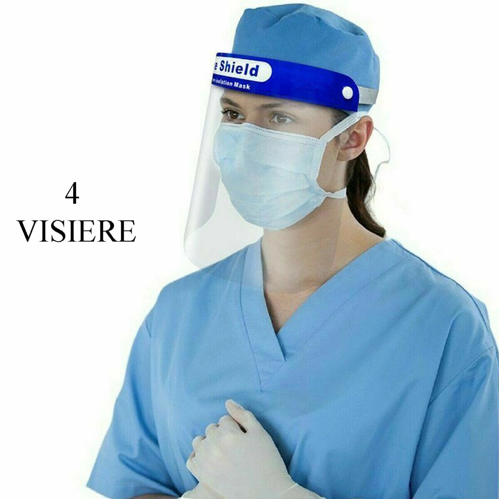 SET 4 VISIERE PROTETTIVA TRASPARENTE VISIERA VISO PROTEZIONE PARASCHIZZI TESTA