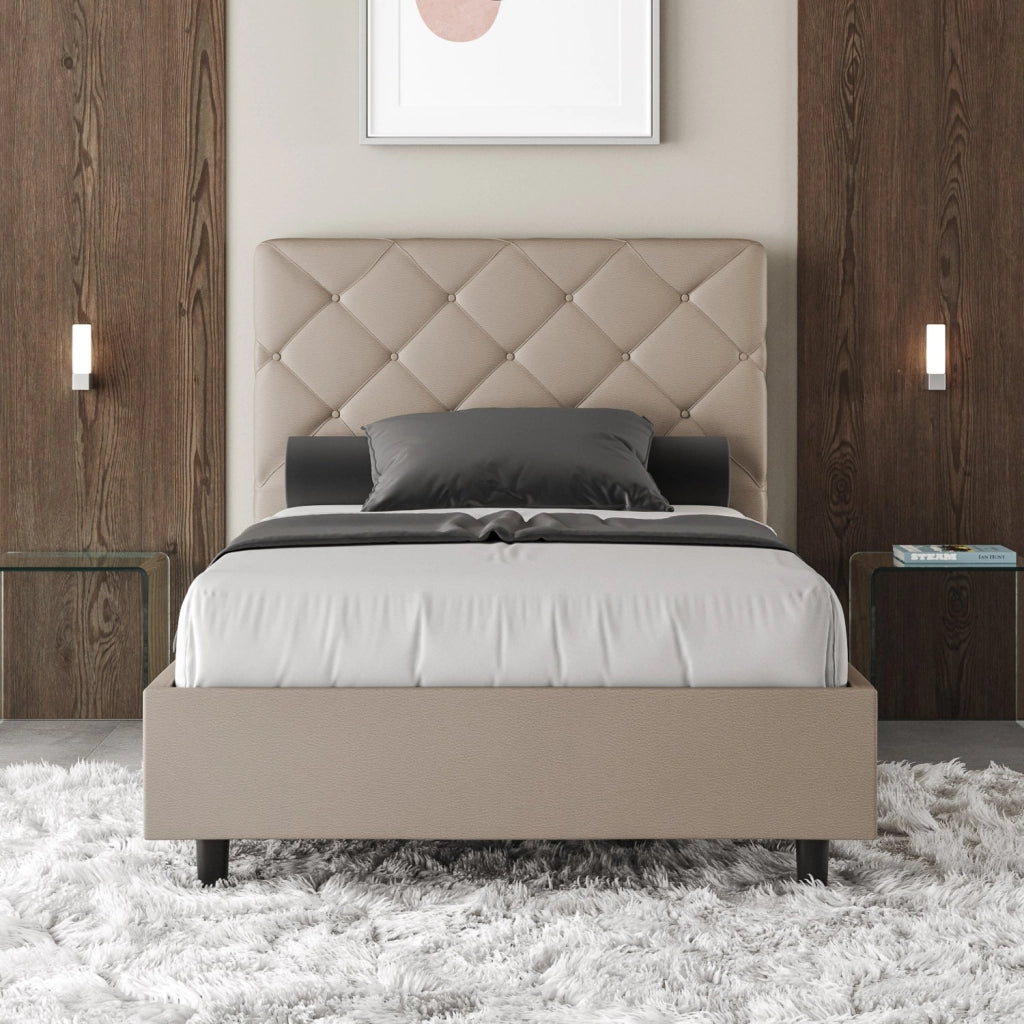 Letto 1 Piazza e Mezzo 120x210 cm con Rete e Contenitore Priya Tortora