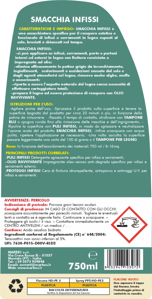 Smacchia Infissi 750ML