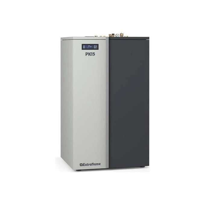 Extraflame PK15 Caldaia a Pellet 15 kW Serbatoio 75 Kg Wi-Fi Integrato (139.8x82.2x74.5 cm) colore Grigio Chiaro