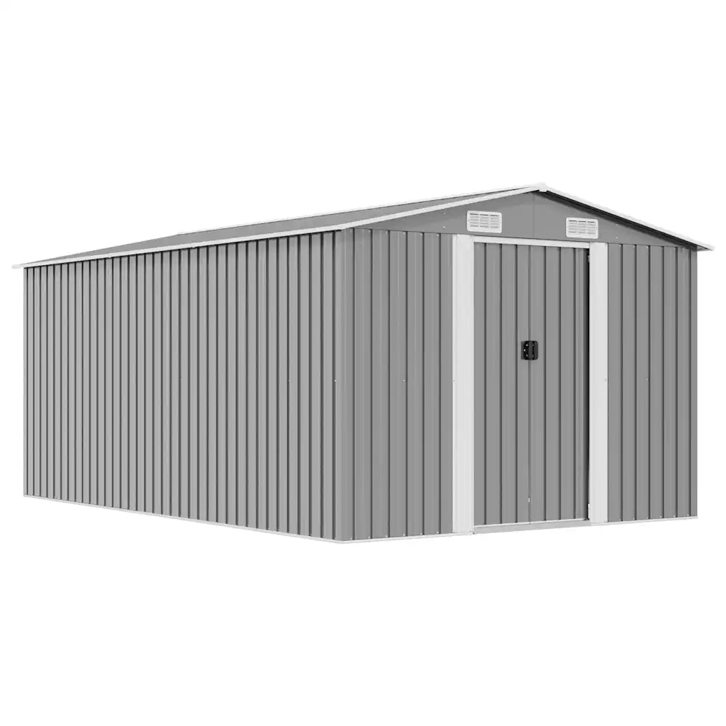 Casetta da Giardino 257x392x181 cm in Metallo Grigio 143345