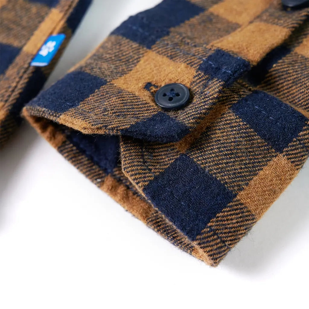 Camicia a Quadri da Bambino Cognac e Blu 116