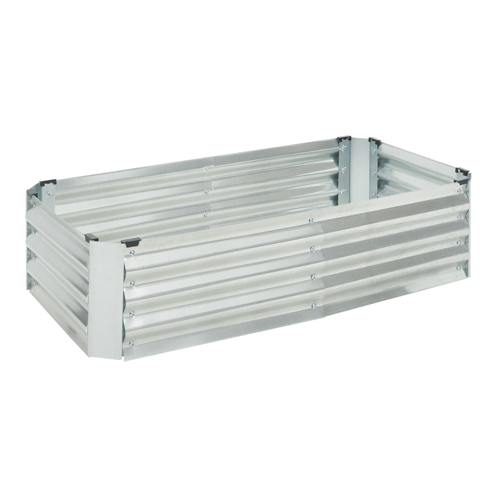 Aiuola Rialzata Celano Bordura Rettangolare in Acciaio Zincato 120x60x30 cm color Argento [en.casa]