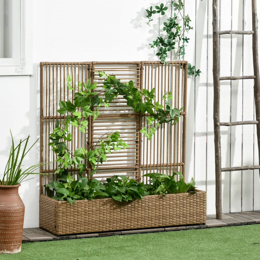 Fioriera con grigliato ¨C Minimal ¨C Polyrattan, sabbia, 103x29x103 cm