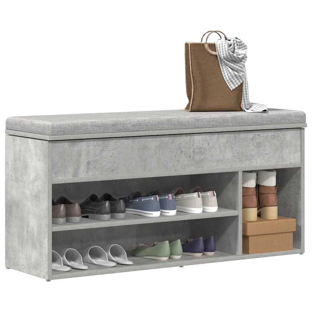 Scarpiera Grigio Cemento 102x30,5x45 cm in Legno Multistrato 859139