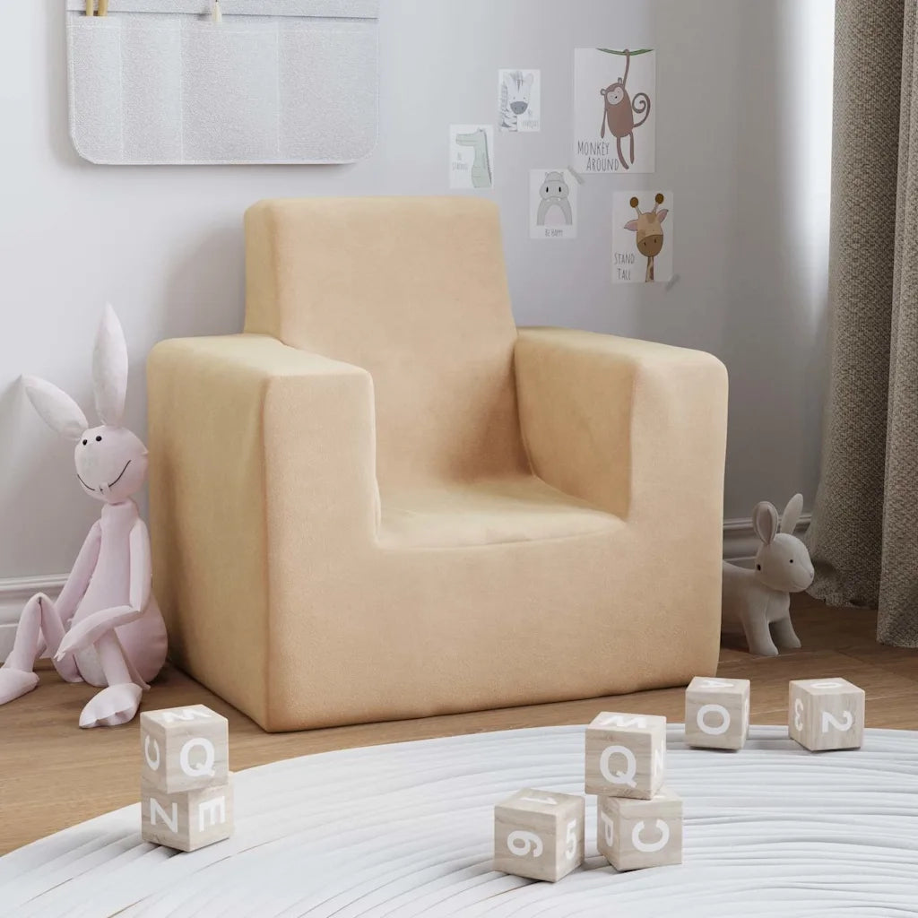 Divano | Divano da soggiorno | Sofa per Bambini Crema in Morbido Peluche