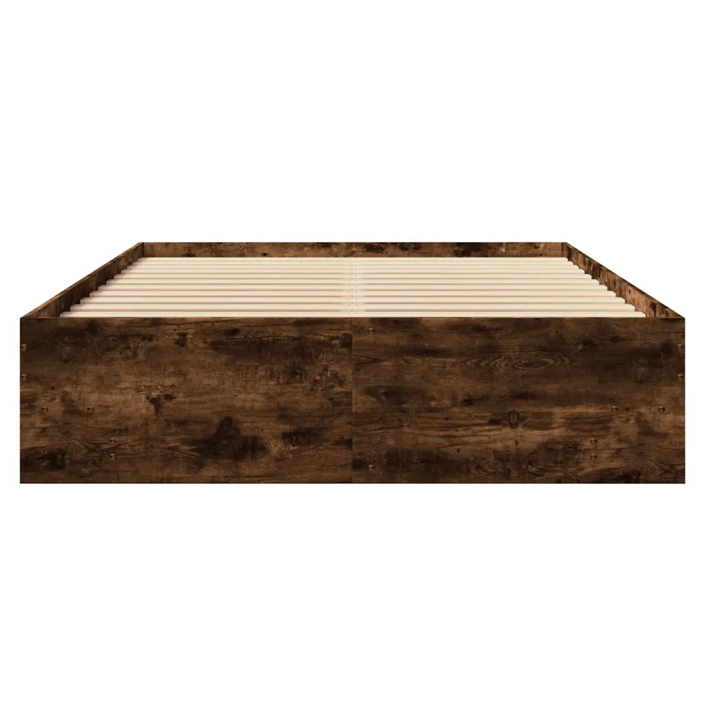 Letto matrimoniale | Letto per adulti | Giroletto senza Materasso Rovere Fumo 140x190 cm in Truciolato