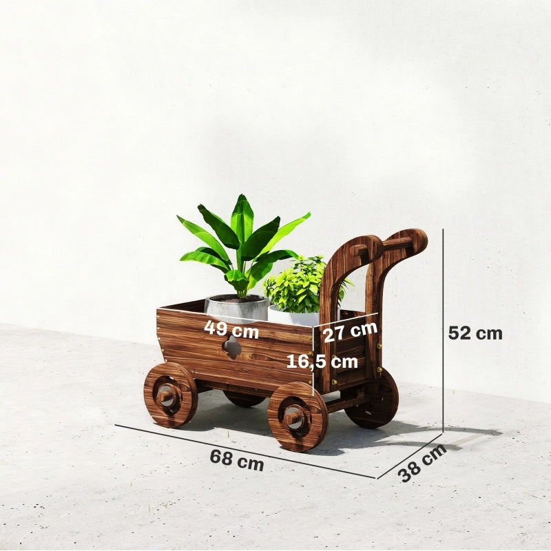 Cassetta rialzata in legno per esterno con design a carro vintage, 57 x 31 x 19,5 cm