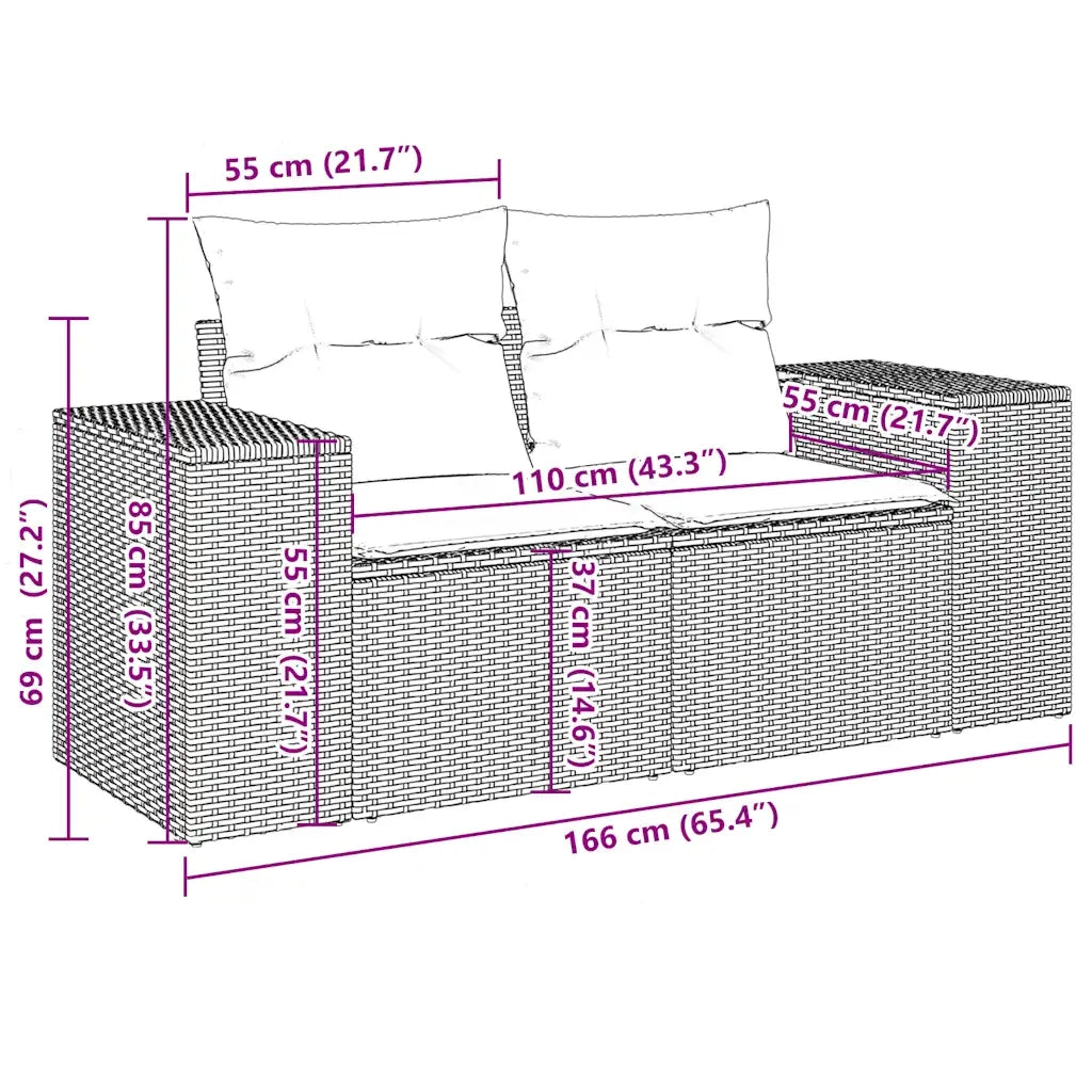 Set Divani da Giardino 10pz con Cuscini in Polyrattan Marrone 3223092