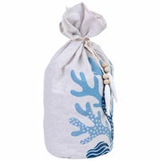 Fermaporta in cotone con alghe blu, 12x12x26h cm