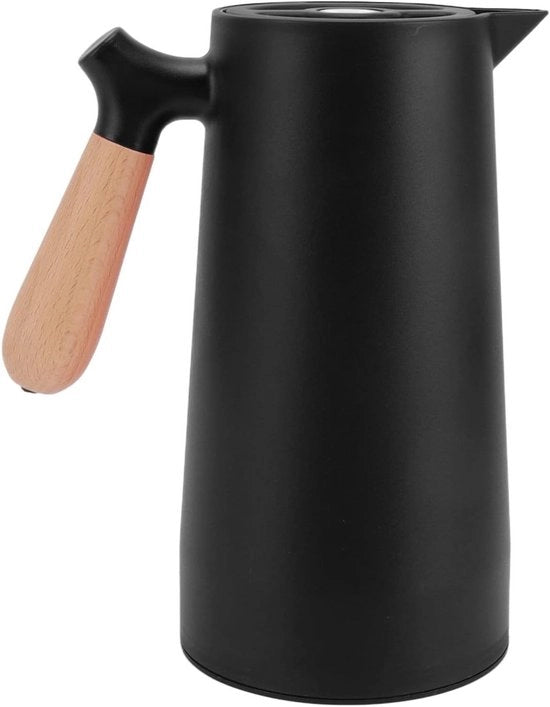 Karaffa termica per caffè - Karaffe isolate - Doppia parete - Tenuta del calore - 1 Litro - Acqua per tè caffè - Nero - Adatto per mantenere caldo termos.