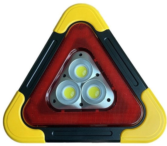 Nastro di avvertimento per veicoli con LED multifunzionale, pannellino di segnalazione con triangolo di segnalazione, ricaricabile con energia solare, installabile a bordo veicolo