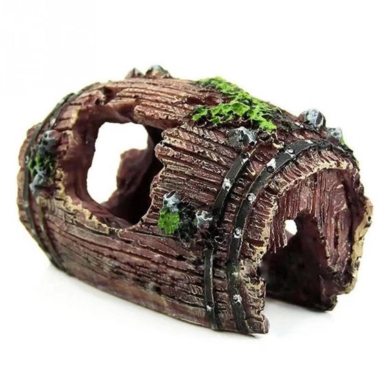 Decorazione Realistica per Acquario - Ornamento in Resina - Holte/Vaso - Tronco di Legno - Tocco Naturale - Sicuro per Pesci - Ornamento per Acquario