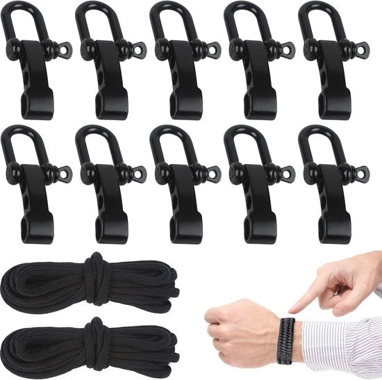Kit di sopravvivenza per bracciale a paracorda 12 pezzi con accessori e spille.