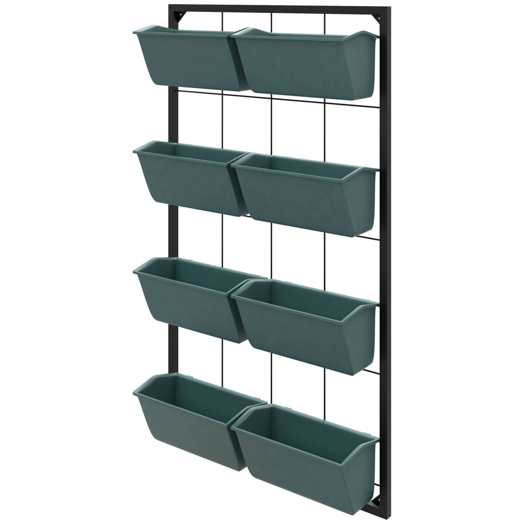 Supporto per fiori, supporto per piante con 8 vasi, scala per piante da parete, mensola per fiori da giardino, verde scuro, 52,5 x 14 x 90 cm
