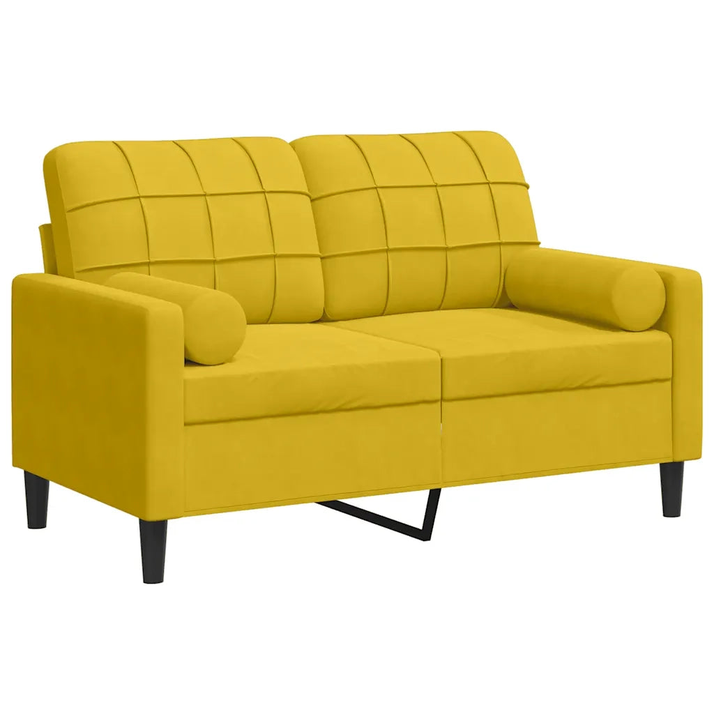 Divano a 2 Posti con Cuscini Giallo 120 cm in Velluto 3278215