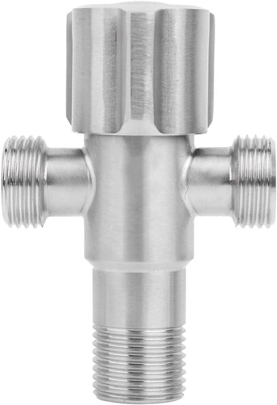 Ventilatore angolare per cucina - Acciaio inossidabile - Stop-valvola - Regolazione caldo freddo - Regolazione flusso d'acqua - Adatto per bagno cucina - Ventilatore angolare in acciaio inossidabile 1 ingresso 2 uscite chiudere per lavabo wc serbatoio