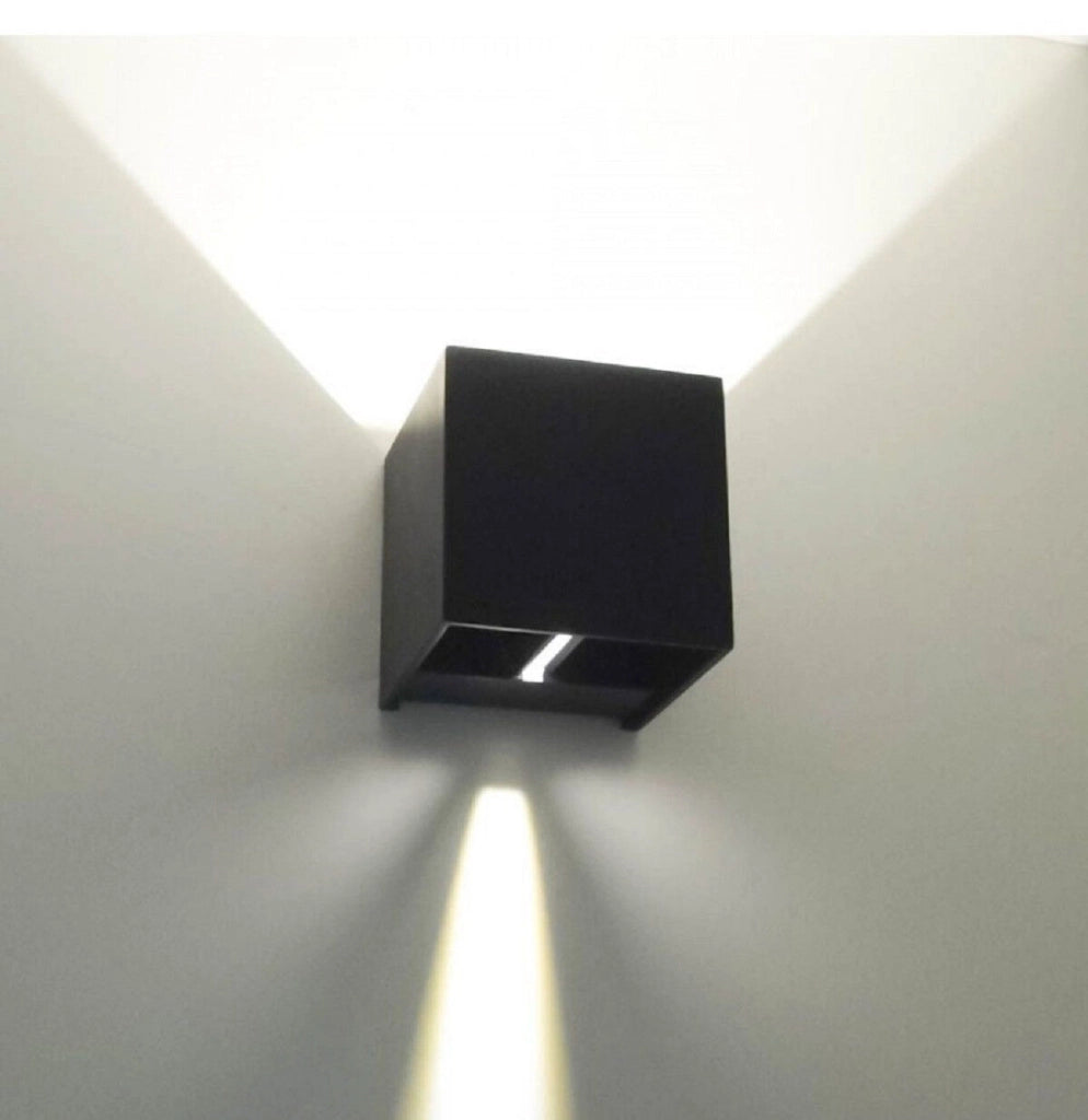 APPLIQUE CUBO LED 12W FARO FARETTO LAMPADA DA PARETE MURO DOPPIA LUCE Nero,Luce Calda 3000K
